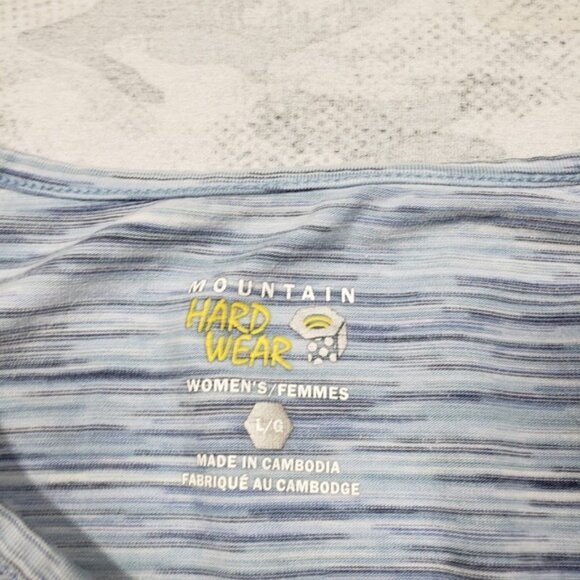 Mountain Hardwear Top Womens Large Blue Short Sleeve V Neck Outdoors Hiking - Picture 5 of 7